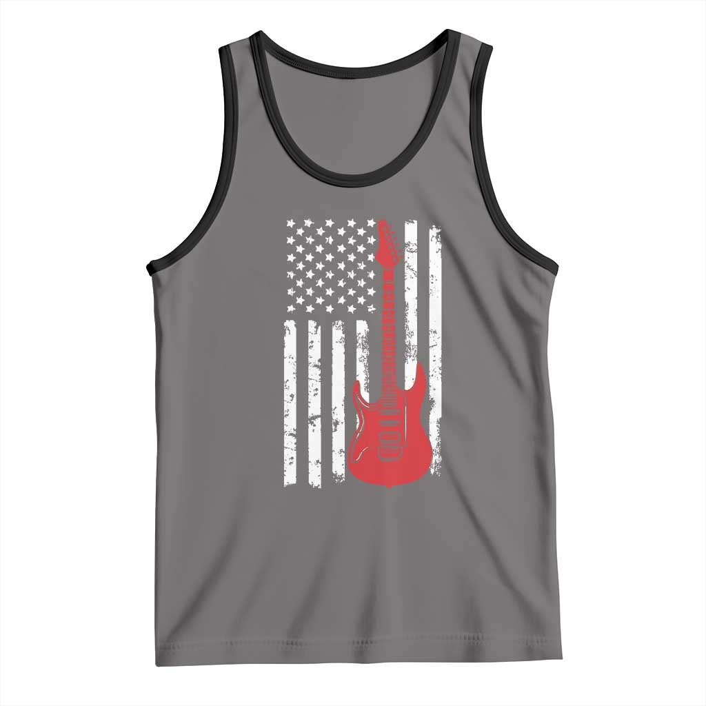 Bass Guitar Player Tank Top USA American Flag Musician Guitarist TS10 Deep Heather Black Print Your Wear