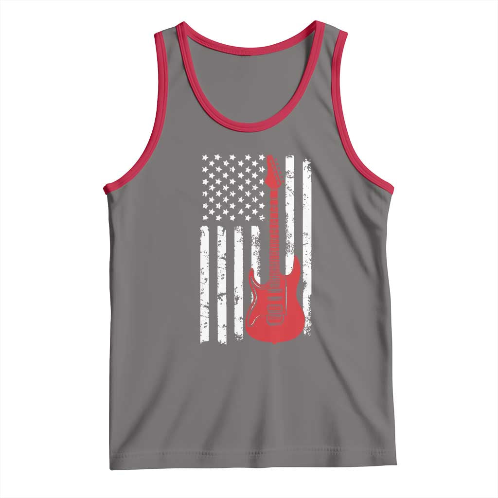 Bass Guitar Player Tank Top USA American Flag Musician Guitarist TS10 Deep Heather Red Print Your Wear