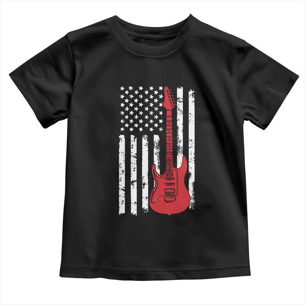 Bass Guitar Player Toddler T Shirt USA American Flag Musician Guitarist TS10 Black Print Your Wear