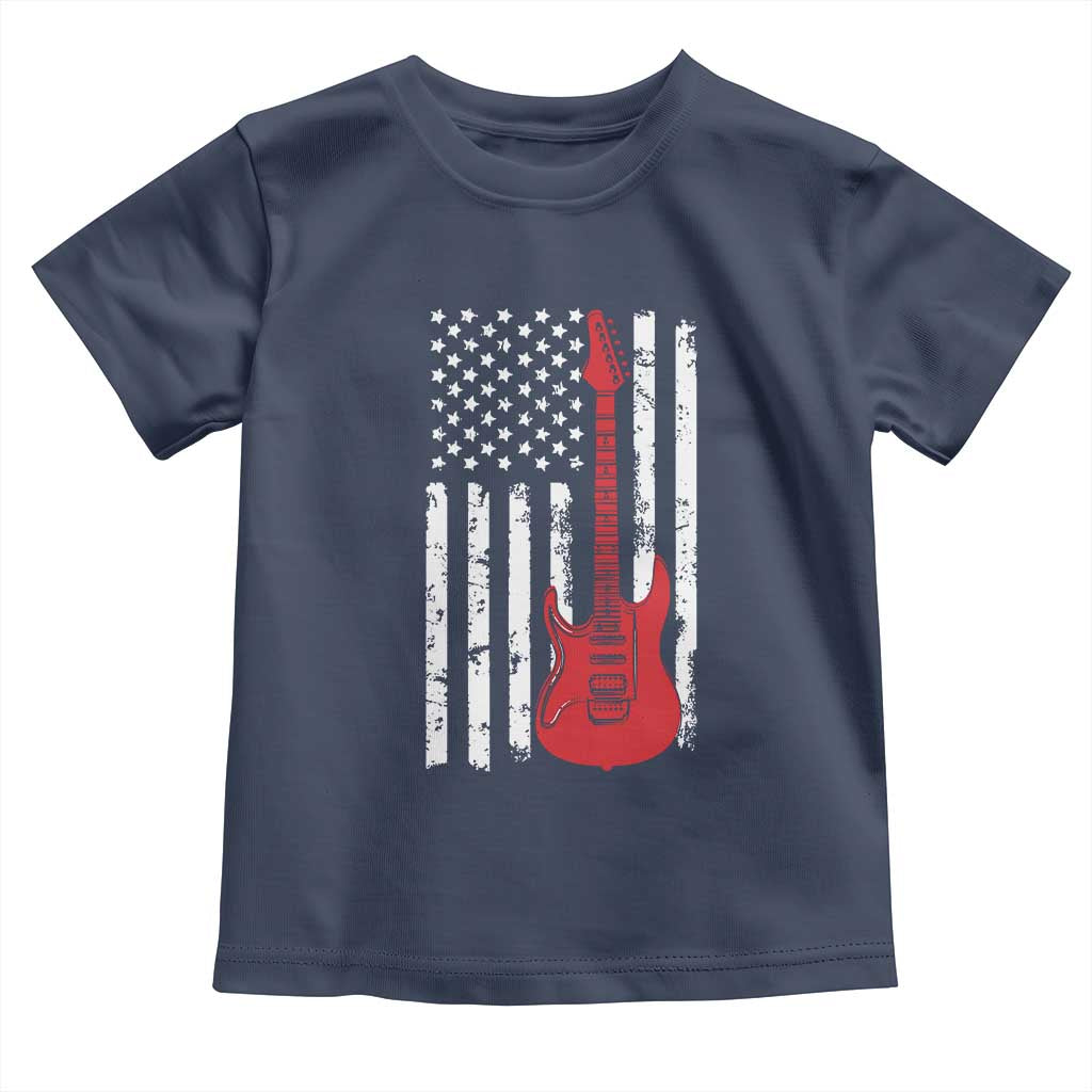 Bass Guitar Player Toddler T Shirt USA American Flag Musician Guitarist TS10 Navy Print Your Wear