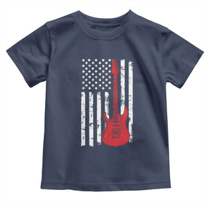 Bass Guitar Player Toddler T Shirt USA American Flag Musician Guitarist TS10 Navy Print Your Wear