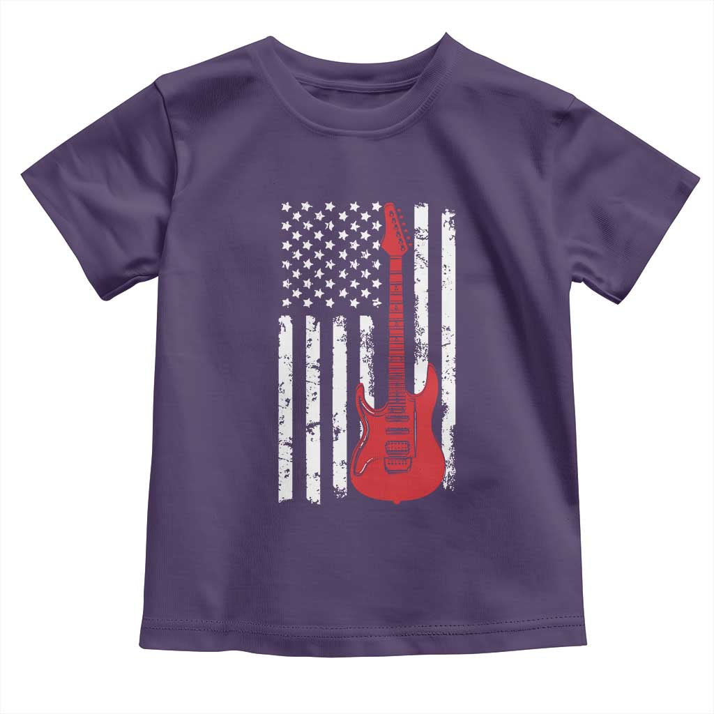 Bass Guitar Player Toddler T Shirt USA American Flag Musician Guitarist TS10 Purple Print Your Wear