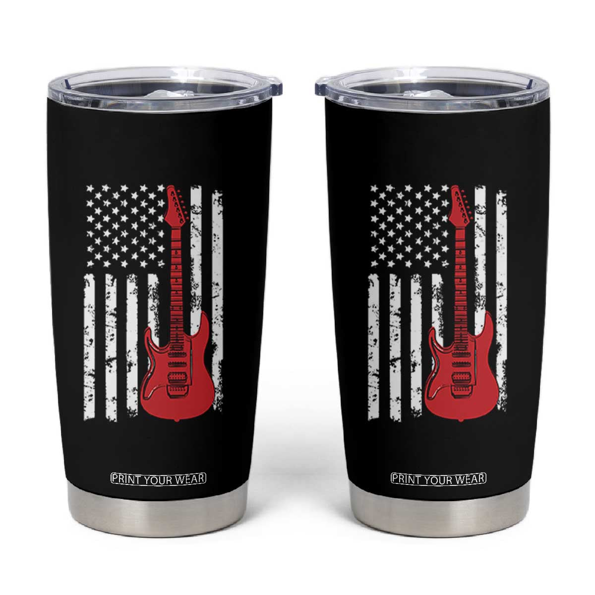 Bass Guitar Player Tumbler Cup USA American Flag Musician Guitarist TS10 Black Print Your Wear