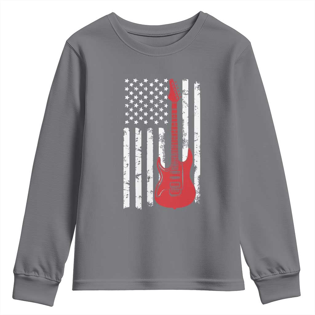 Bass Guitar Player Youth Sweatshirt USA American Flag Musician Guitarist TS10 Charcoal Print Your Wear