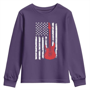Bass Guitar Player Youth Sweatshirt USA American Flag Musician Guitarist TS10 Purple Print Your Wear