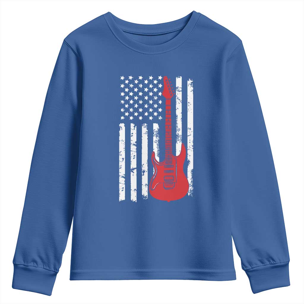Bass Guitar Player Youth Sweatshirt USA American Flag Musician Guitarist TS10 Royal Blue Print Your Wear