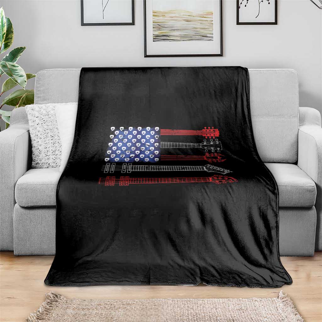USA Flag Guitar Player Throw Blanket 4th of July Musician Guitarist TS10 Print Your Wear