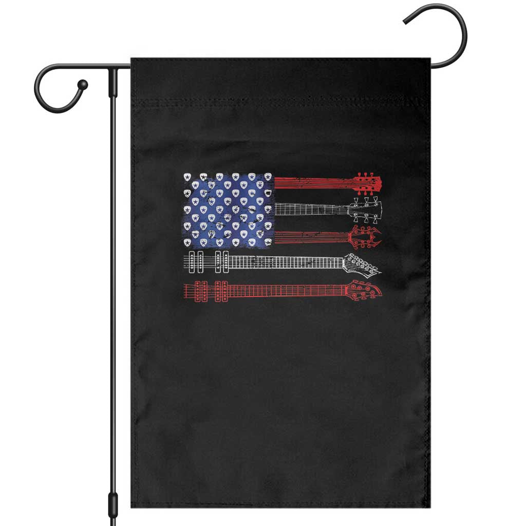 USA Flag Guitar Player Garden Flag 4th of July Musician Guitarist TS10 Black Print Your Wear