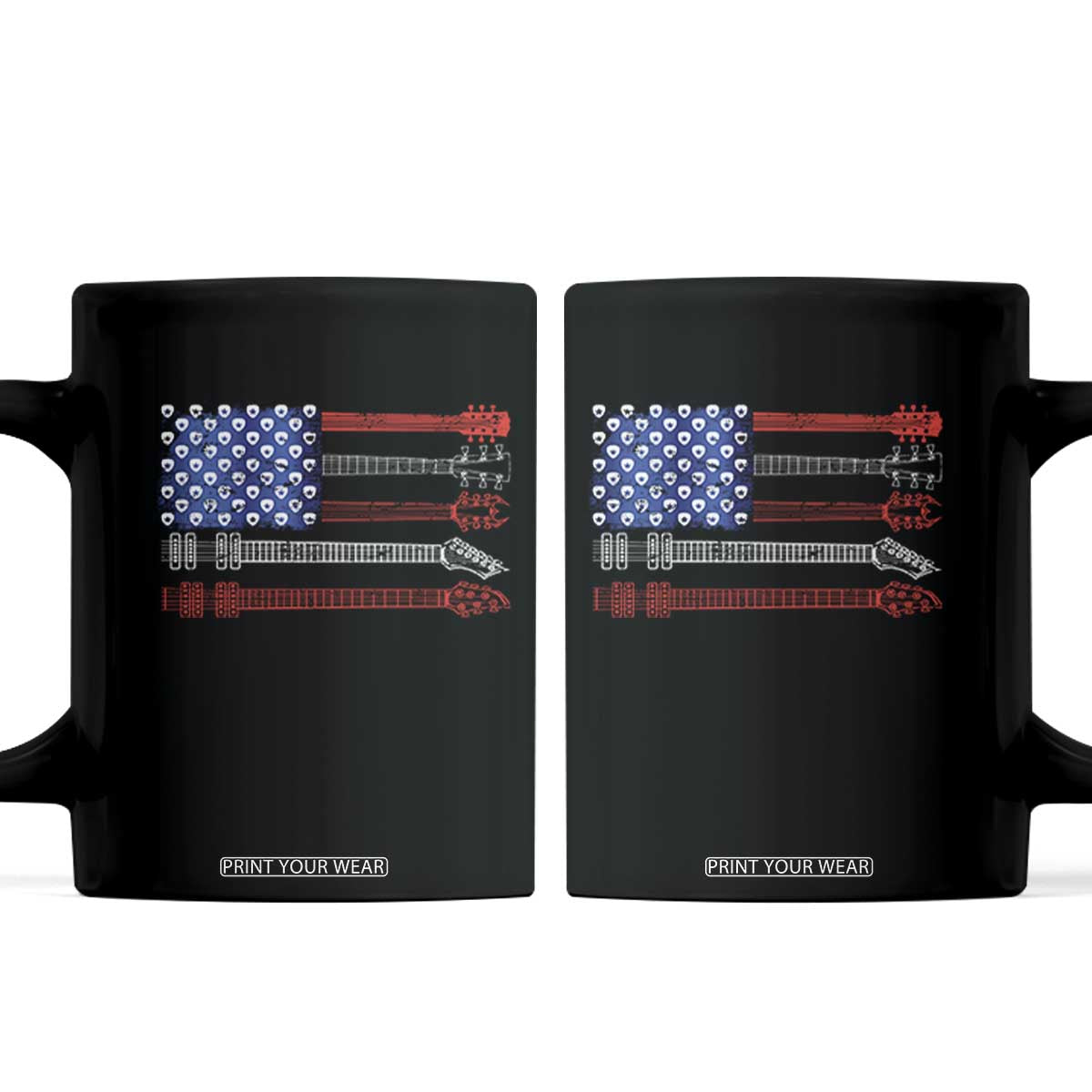 USA Flag Guitar Player Coffee Mug 4th of July Musician Guitarist TS10 Black Print Your Wear