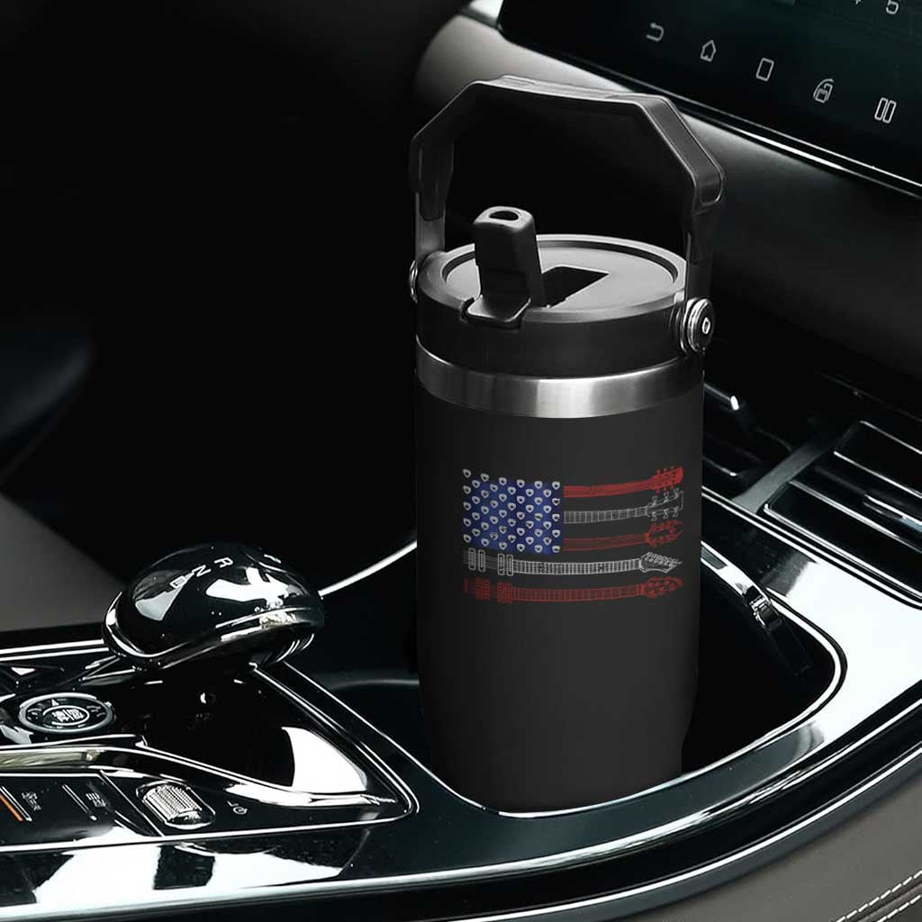 USA Flag Guitar Player Flip Straw Tumbler 4th of July Musician Guitarist TS10 Print Your Wear