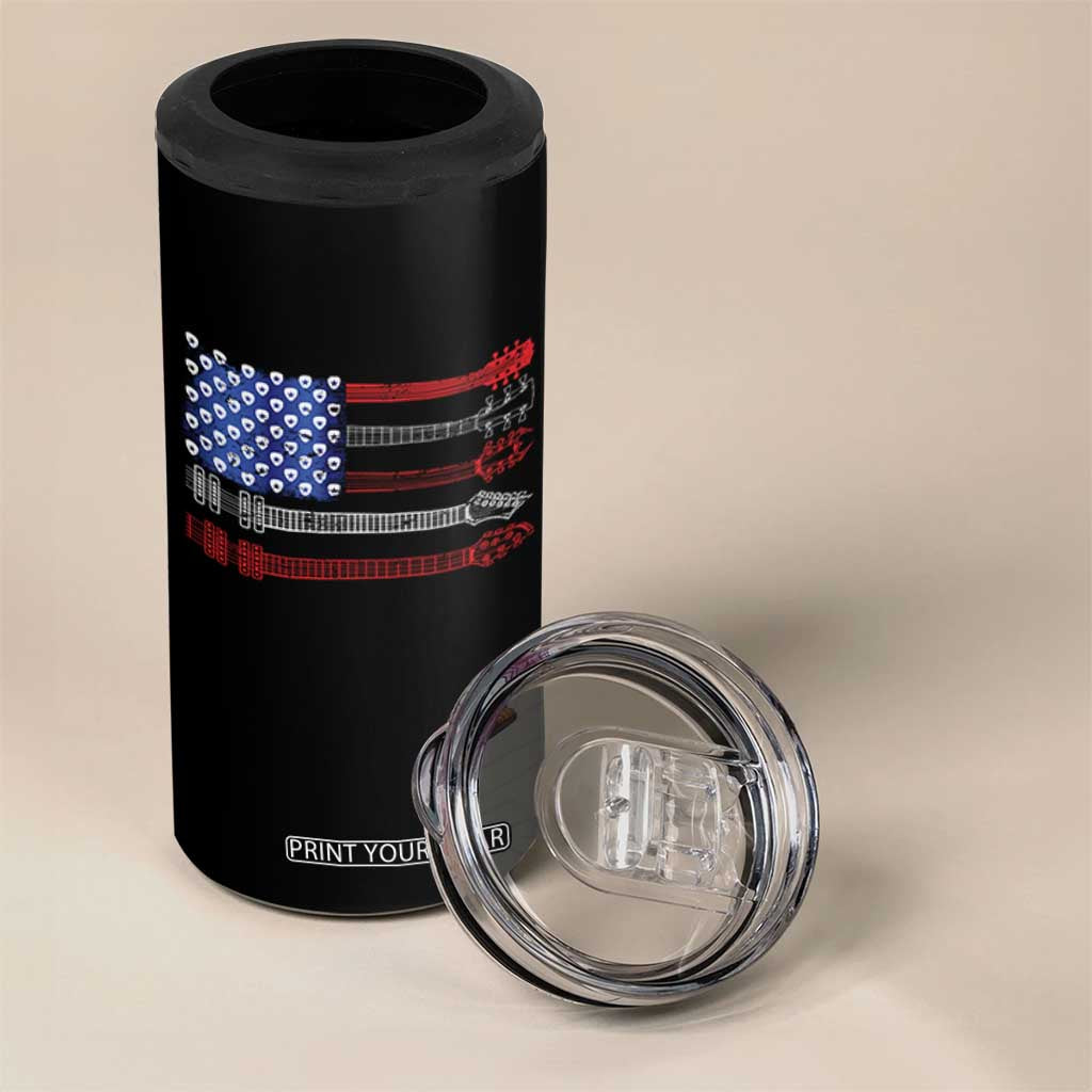 USA Flag Guitar Player 4 in 1 Can Cooler Tumbler 4th of July Musician Guitarist TS10 Print Your Wear