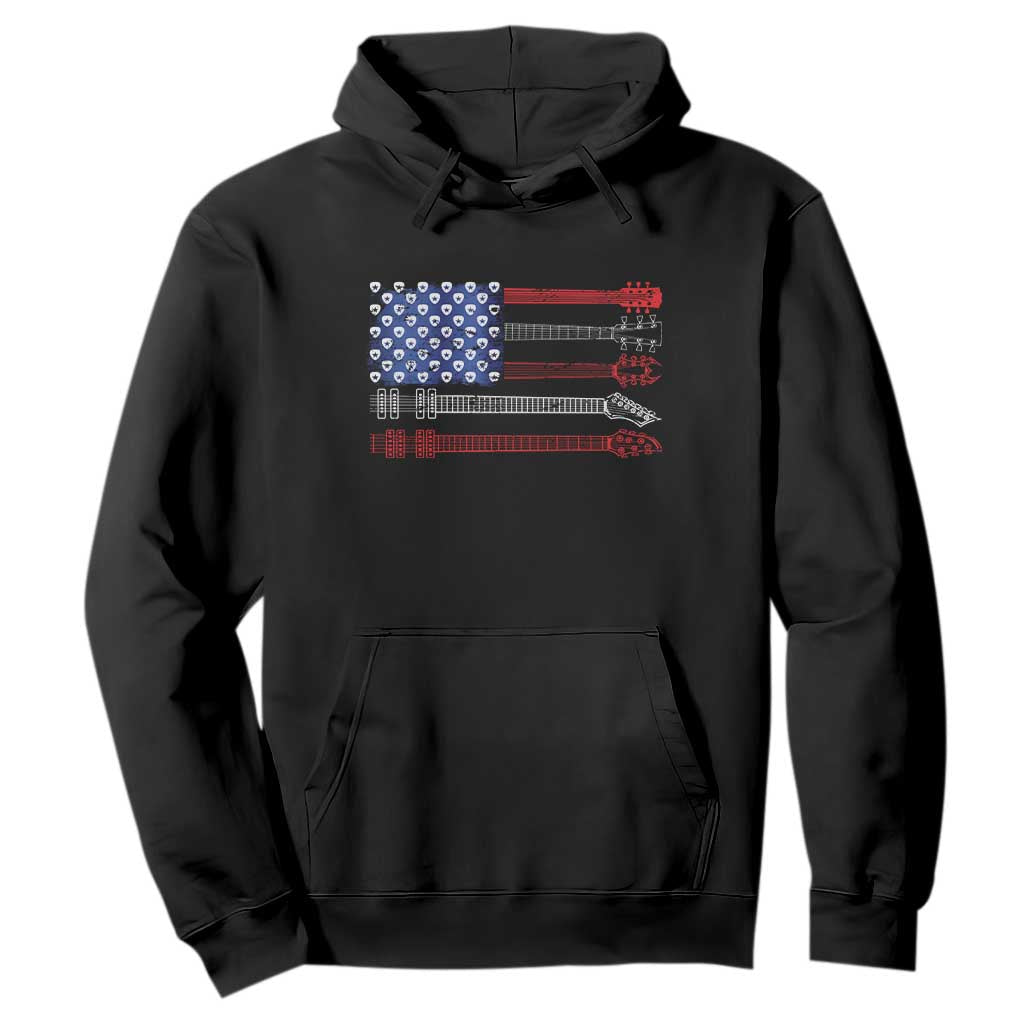 USA Flag Guitar Player Hoodie 4th of July Musician Guitarist TS10 Black Print Your Wear