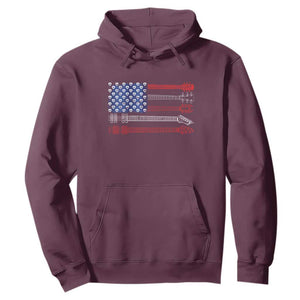 USA Flag Guitar Player Hoodie 4th of July Musician Guitarist TS10 Maroon Print Your Wear