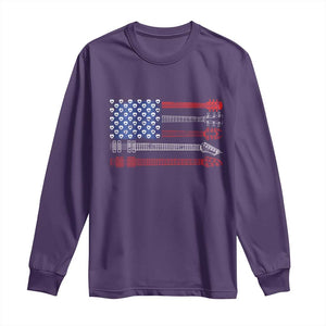 USA Flag Guitar Player Long Sleeve Shirt 4th of July Musician Guitarist TS10 Purple Print Your Wear