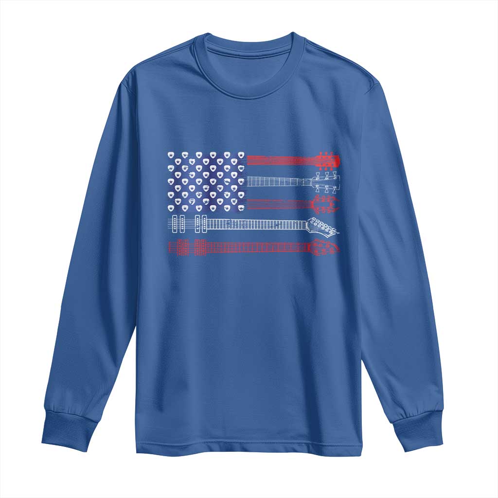 USA Flag Guitar Player Long Sleeve Shirt 4th of July Musician Guitarist TS10 Royal Blue Print Your Wear