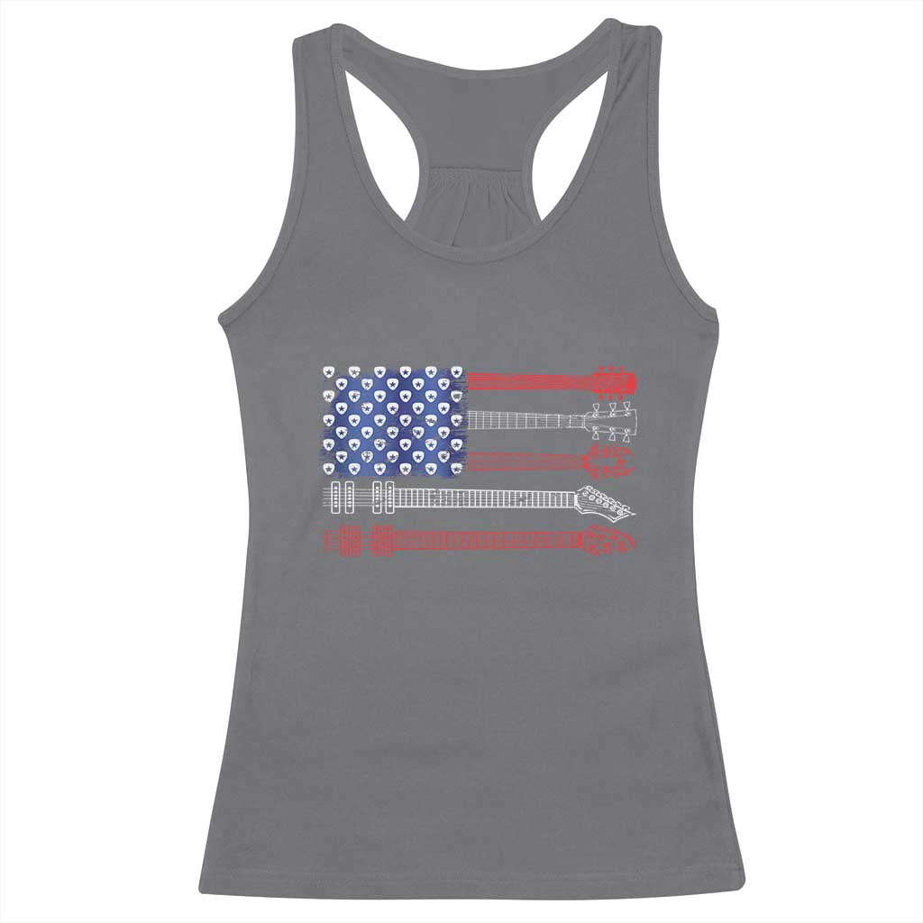 USA Flag Guitar Player Racerback Tank Top 4th of July Musician Guitarist TS10 Charcoal Print Your Wear