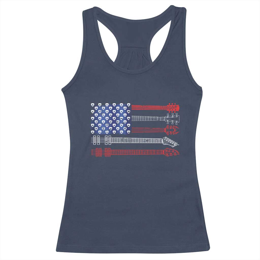 USA Flag Guitar Player Racerback Tank Top 4th of July Musician Guitarist TS10 Navy Print Your Wear