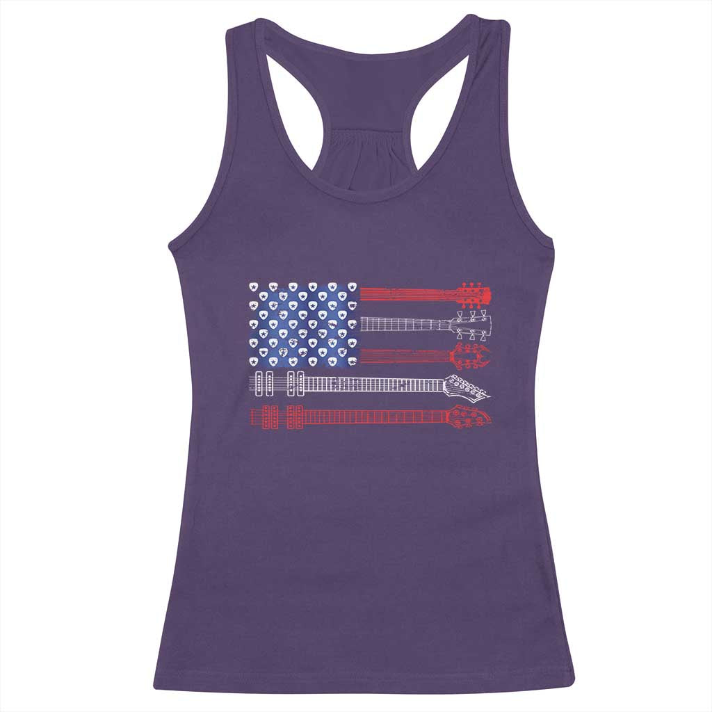 USA Flag Guitar Player Racerback Tank Top 4th of July Musician Guitarist TS10 Purple Print Your Wear
