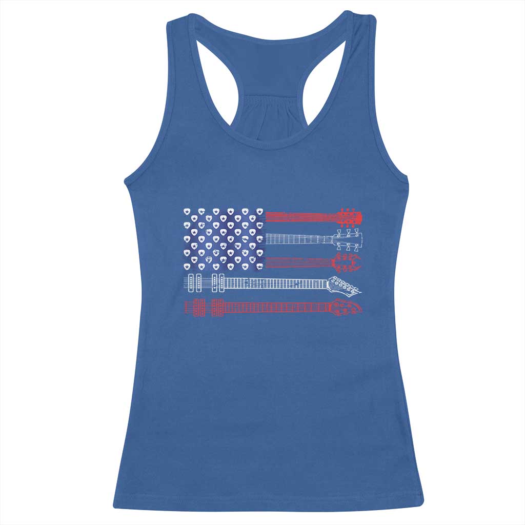 USA Flag Guitar Player Racerback Tank Top 4th of July Musician Guitarist TS10 Royal Blue Print Your Wear