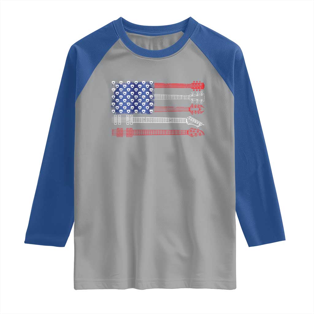 USA Flag Guitar Player Raglan Shirt 4th of July Musician Guitarist TS10 Sport Gray Royal Print Your Wear