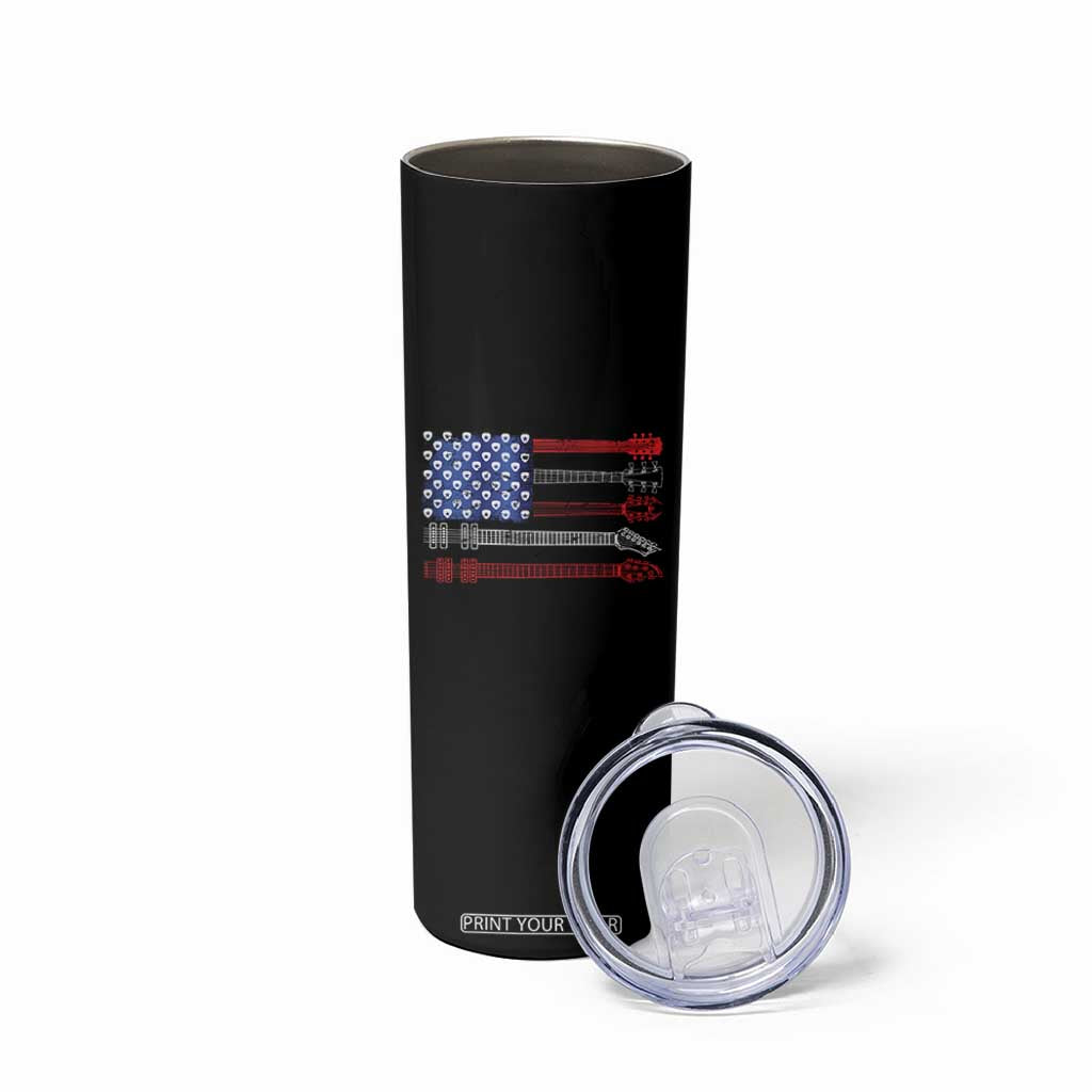 USA Flag Guitar Player Skinny Tumbler 4th of July Musician Guitarist TS10 Print Your Wear