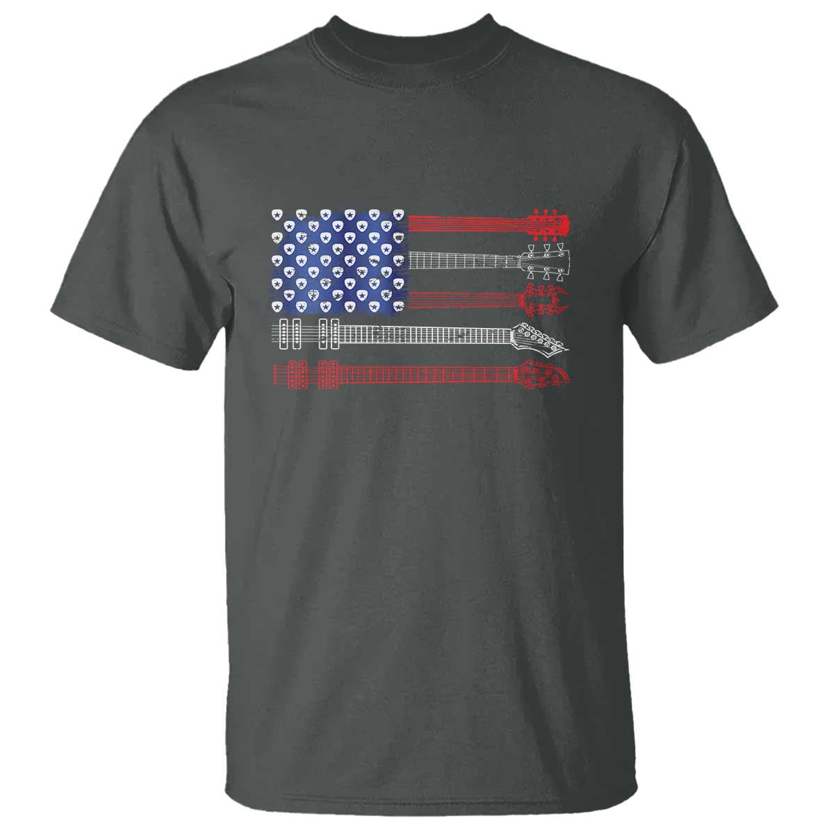 USA Flag Guitar Player T Shirt 4th of July Musician Guitarist TS10 Dark Heather Print Your Wear