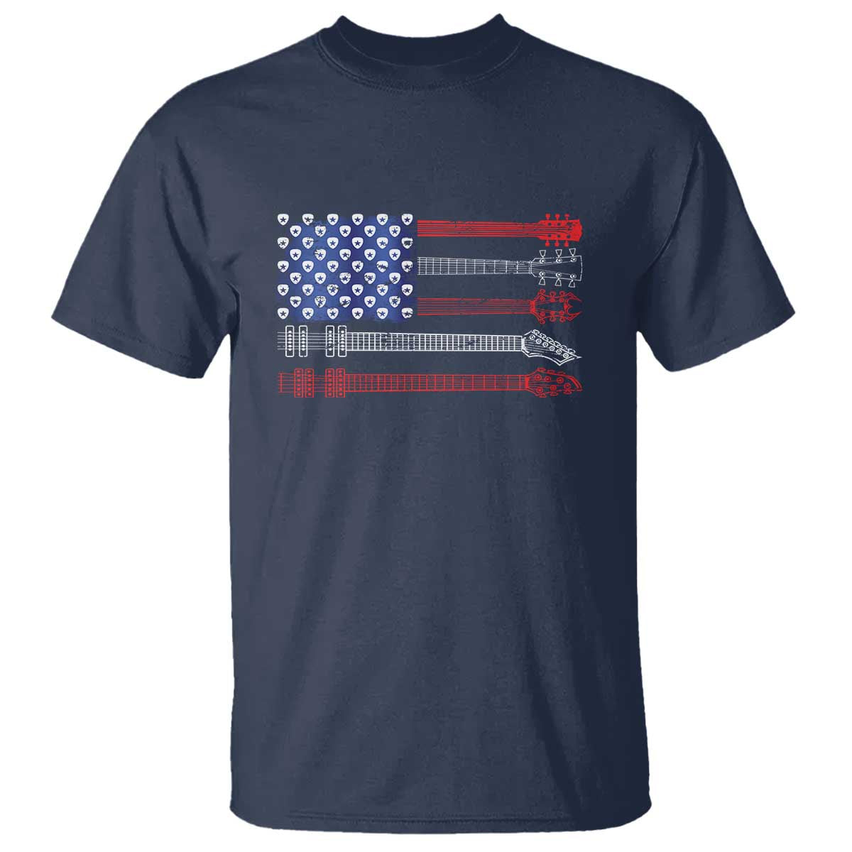 USA Flag Guitar Player T Shirt 4th of July Musician Guitarist TS10 Navy Print Your Wear