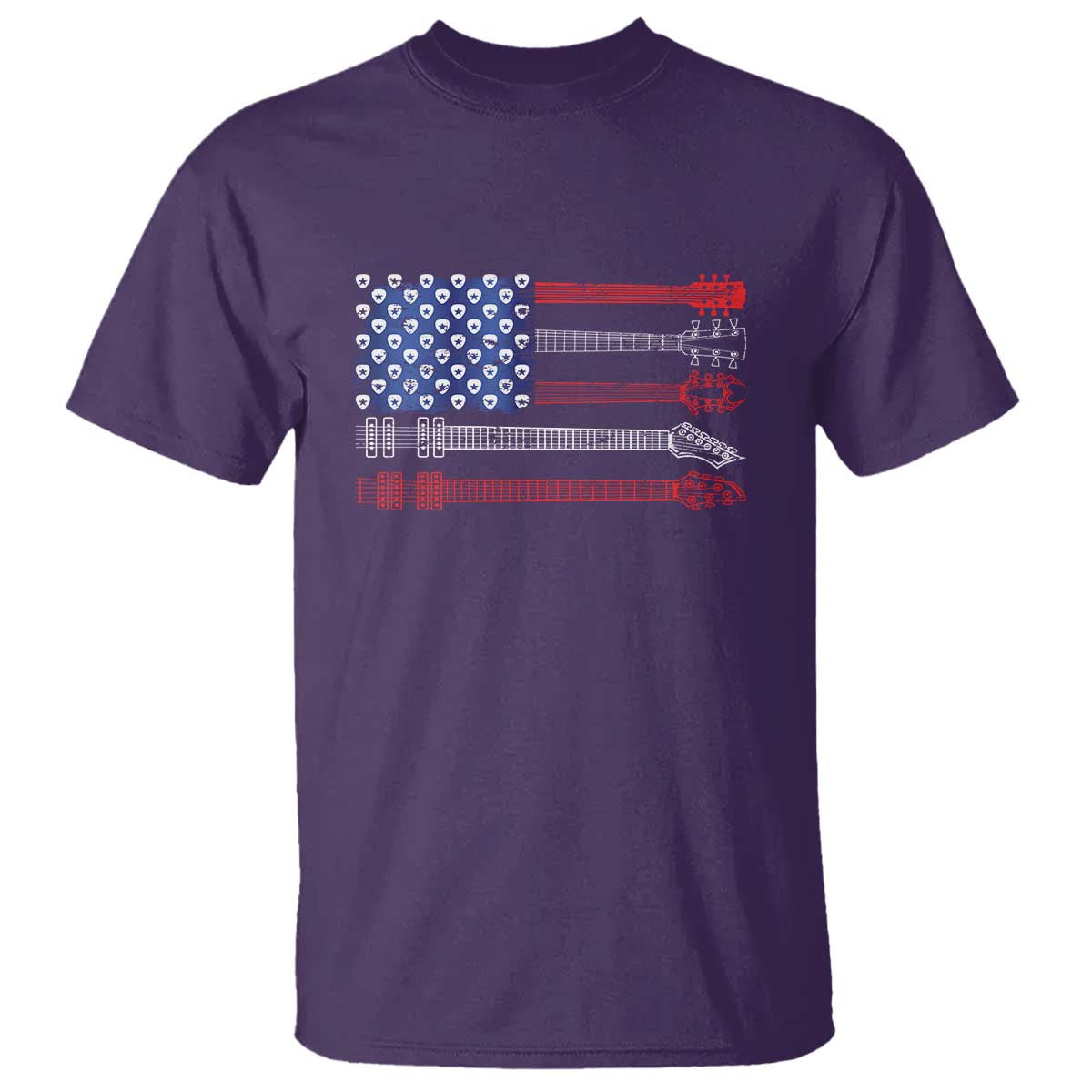 USA Flag Guitar Player T Shirt 4th of July Musician Guitarist TS10 Purple Print Your Wear