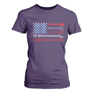 USA Flag Guitar Player T Shirt For Women 4th of July Musician Guitarist TS10 Purple Print Your Wear