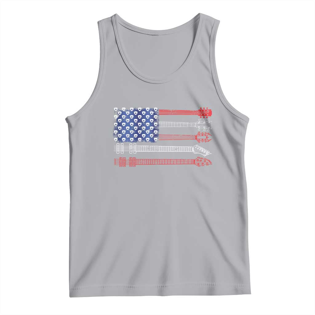 USA Flag Guitar Player Tank Top 4th of July Musician Guitarist TS10 Athletic Heather Print Your Wear