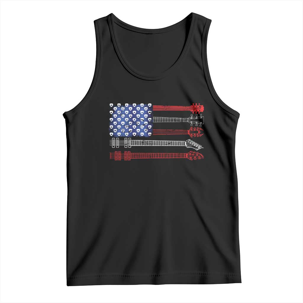 USA Flag Guitar Player Tank Top 4th of July Musician Guitarist TS10 Black Print Your Wear