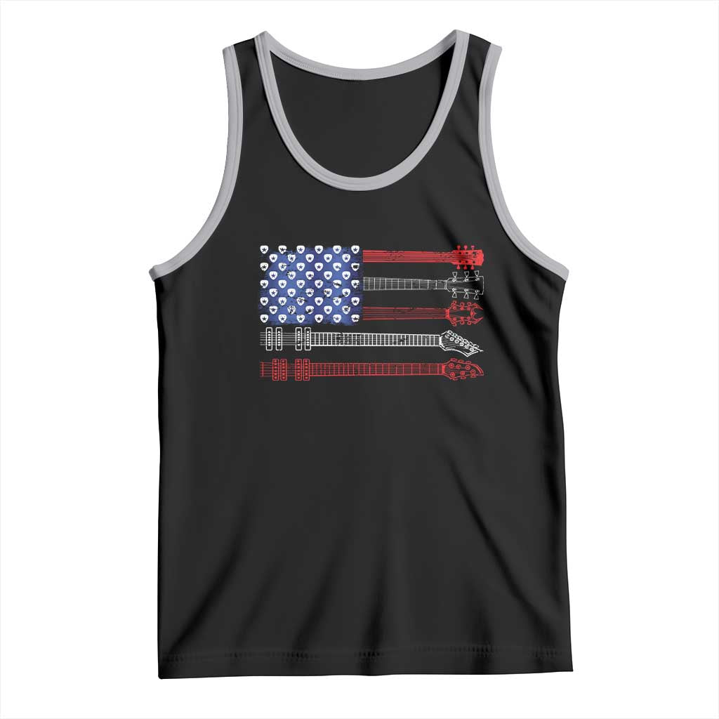 USA Flag Guitar Player Tank Top 4th of July Musician Guitarist TS10 Black Athletic Heather Print Your Wear