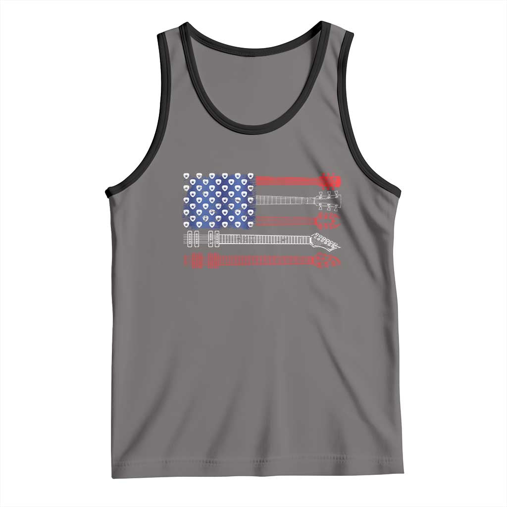 USA Flag Guitar Player Tank Top 4th of July Musician Guitarist TS10 Deep Heather Black Print Your Wear