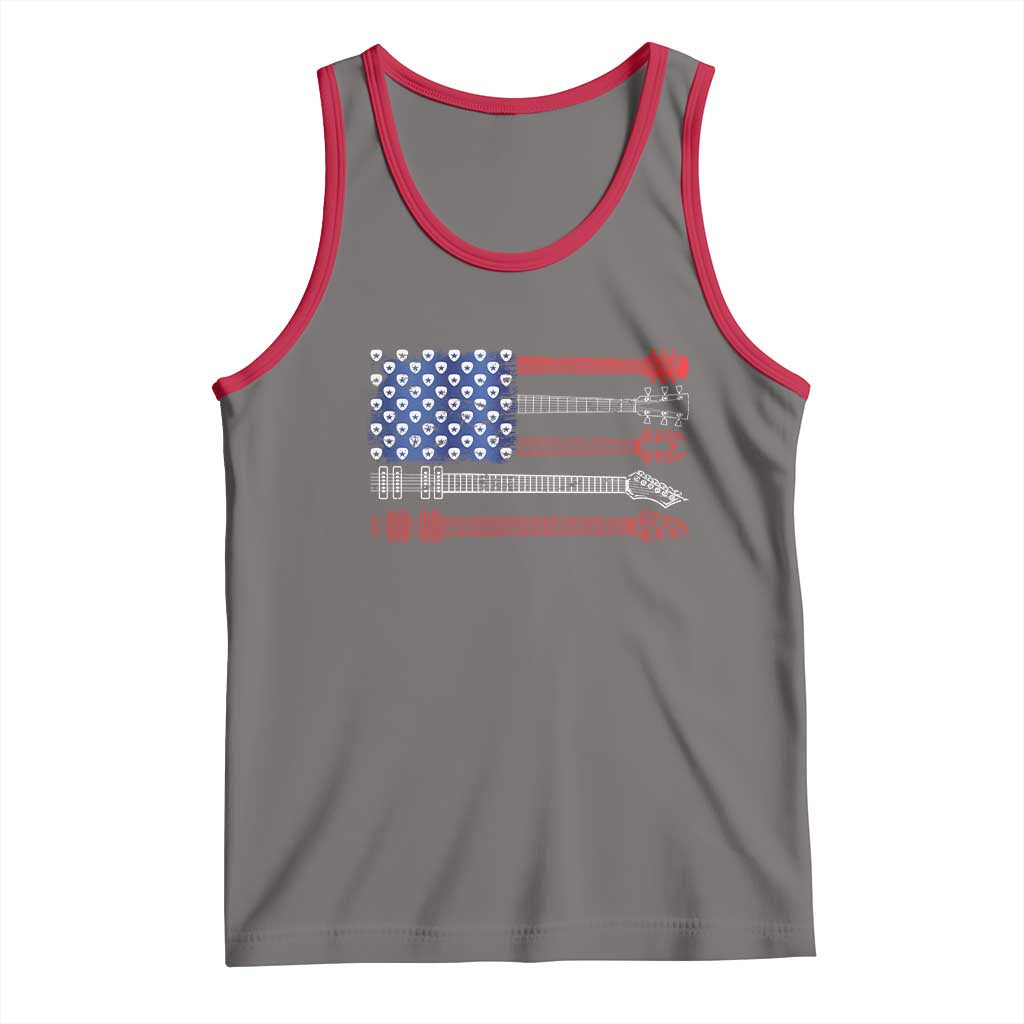 USA Flag Guitar Player Tank Top 4th of July Musician Guitarist TS10 Deep Heather Red Print Your Wear