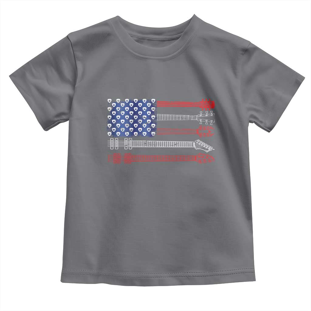 USA Flag Guitar Player Toddler T Shirt 4th of July Musician Guitarist TS10 Charcoal Print Your Wear
