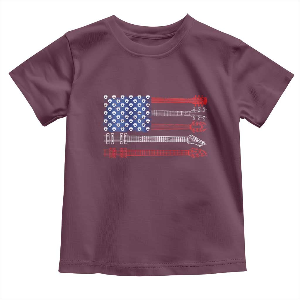 USA Flag Guitar Player Toddler T Shirt 4th of July Musician Guitarist TS10 Maroon Print Your Wear
