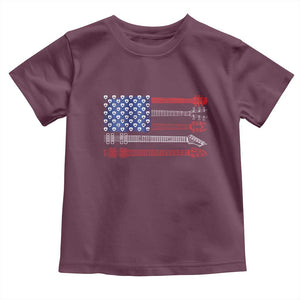 USA Flag Guitar Player Toddler T Shirt 4th of July Musician Guitarist TS10 Maroon Print Your Wear