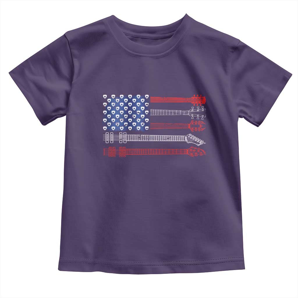 USA Flag Guitar Player Toddler T Shirt 4th of July Musician Guitarist TS10 Purple Print Your Wear