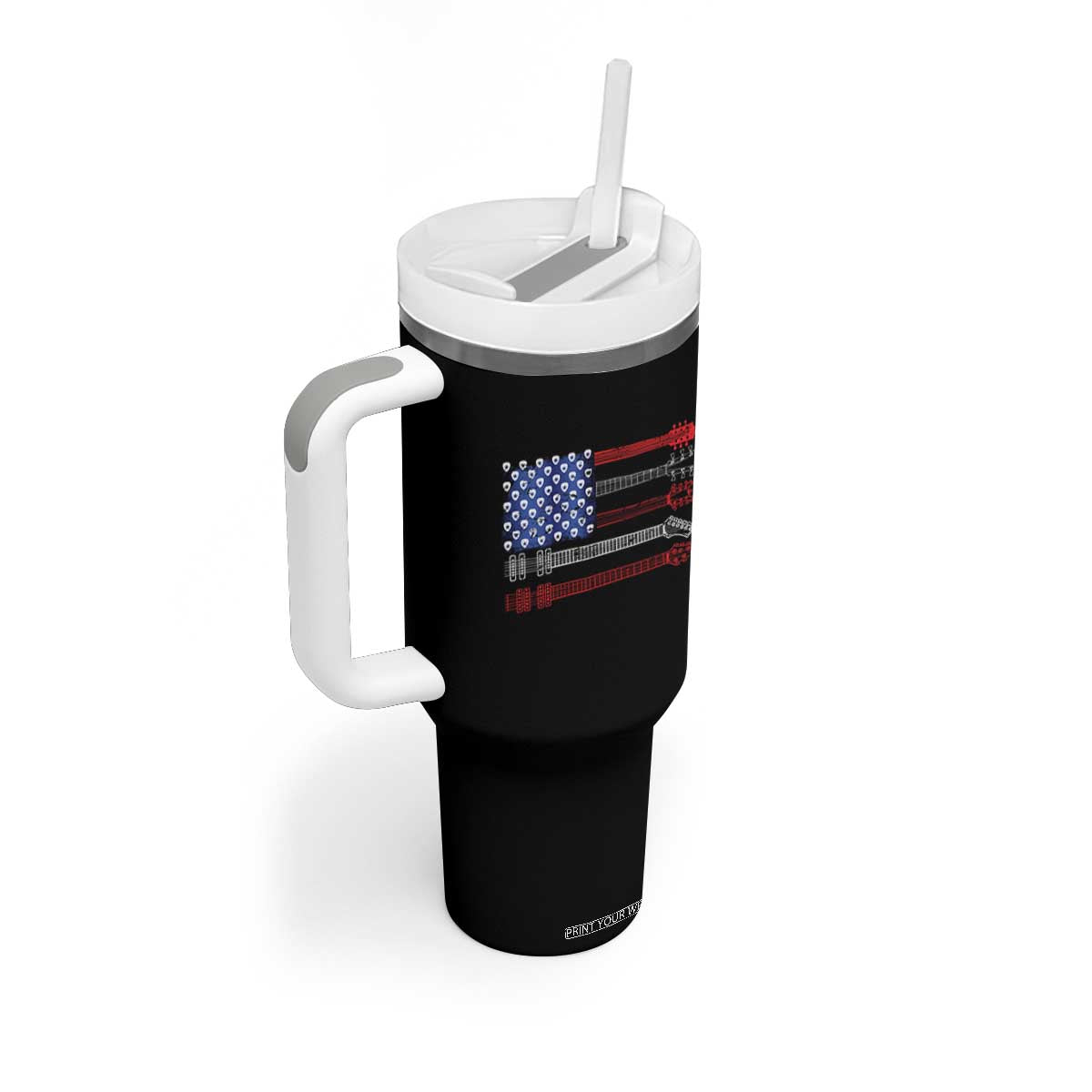 USA Flag Guitar Player Tumbler With Handle 4th of July Musician Guitarist TS10 Print Your Wear