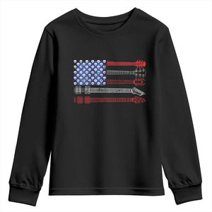 USA Flag Guitar Player Youth Sweatshirt 4th of July Musician Guitarist TS10 Black Print Your Wear