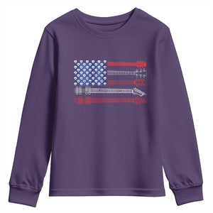 USA Flag Guitar Player Youth Sweatshirt 4th of July Musician Guitarist TS10 Purple Print Your Wear