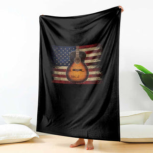 USA Flag Guitar Player Throw Blanket Retro 4th of July Musician Guitarist TS10 Print Your Wear