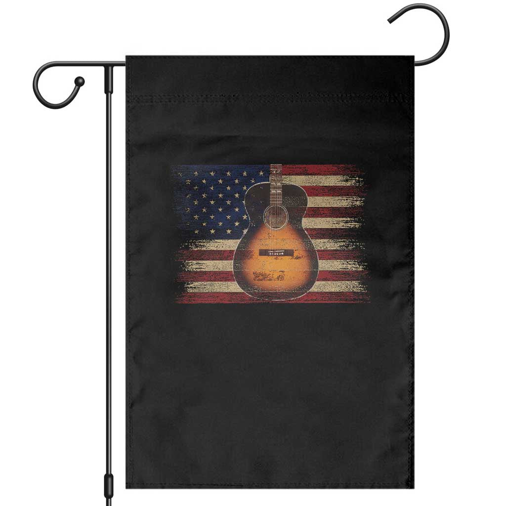USA Flag Guitar Player Garden Flag Retro 4th of July Musician Guitarist TS10 Black Print Your Wear