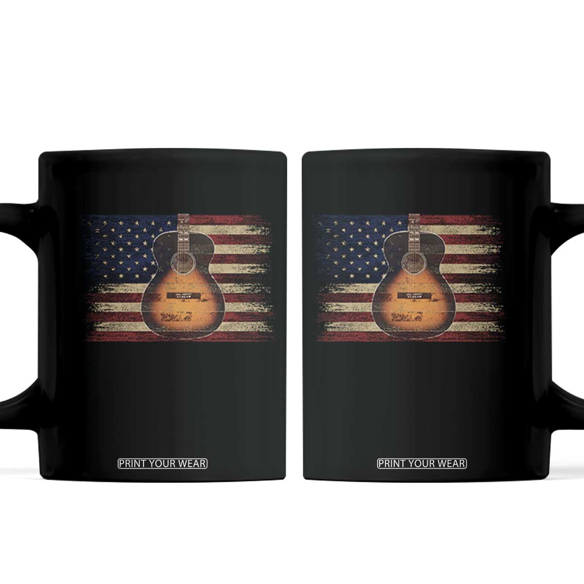USA Flag Guitar Player Coffee Mug Retro 4th of July Musician Guitarist TS10 Black Print Your Wear