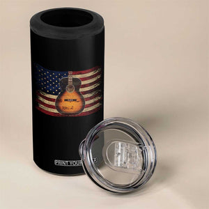 USA Flag Guitar Player 4 in 1 Can Cooler Tumbler Retro 4th of July Musician Guitarist TS10 Print Your Wear