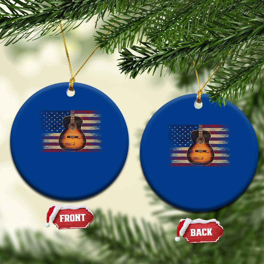 USA Flag Guitar Player Ceramic Ornament Retro 4th of July Musician Guitarist TS10 1pc Blue Print Your Wear