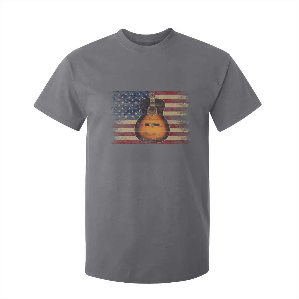 USA Flag Guitar Player T Shirt For Kid Retro 4th of July Musician Guitarist TS10 Charcoal Print Your Wear