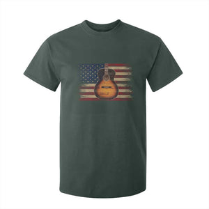 USA Flag Guitar Player T Shirt For Kid Retro 4th of July Musician Guitarist TS10 Dark Forest Green Print Your Wear