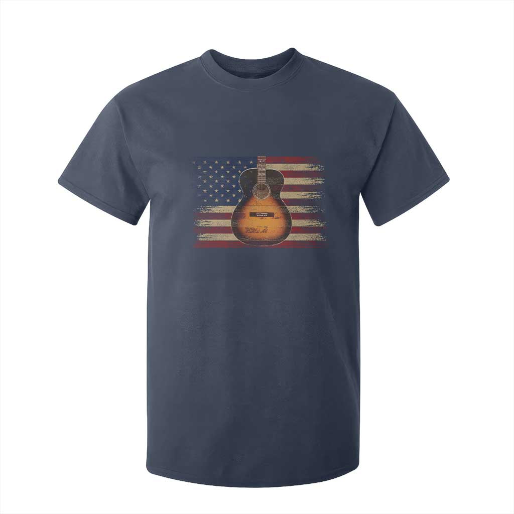 USA Flag Guitar Player T Shirt For Kid Retro 4th of July Musician Guitarist TS10 Navy Print Your Wear