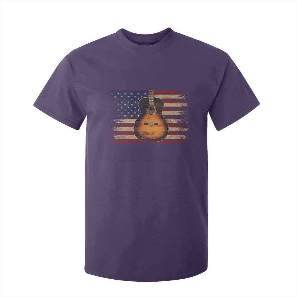 USA Flag Guitar Player T Shirt For Kid Retro 4th of July Musician Guitarist TS10 Purple Print Your Wear
